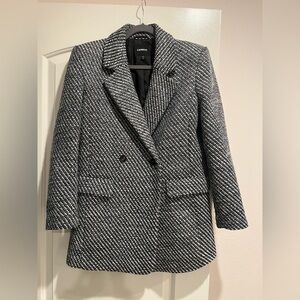 Express Black and White pea coat